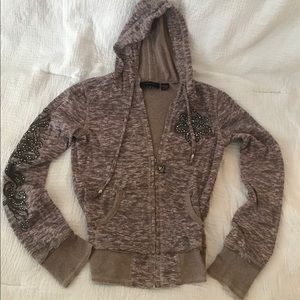 Miss Me marled lavender/gray zipper hoodie sz S